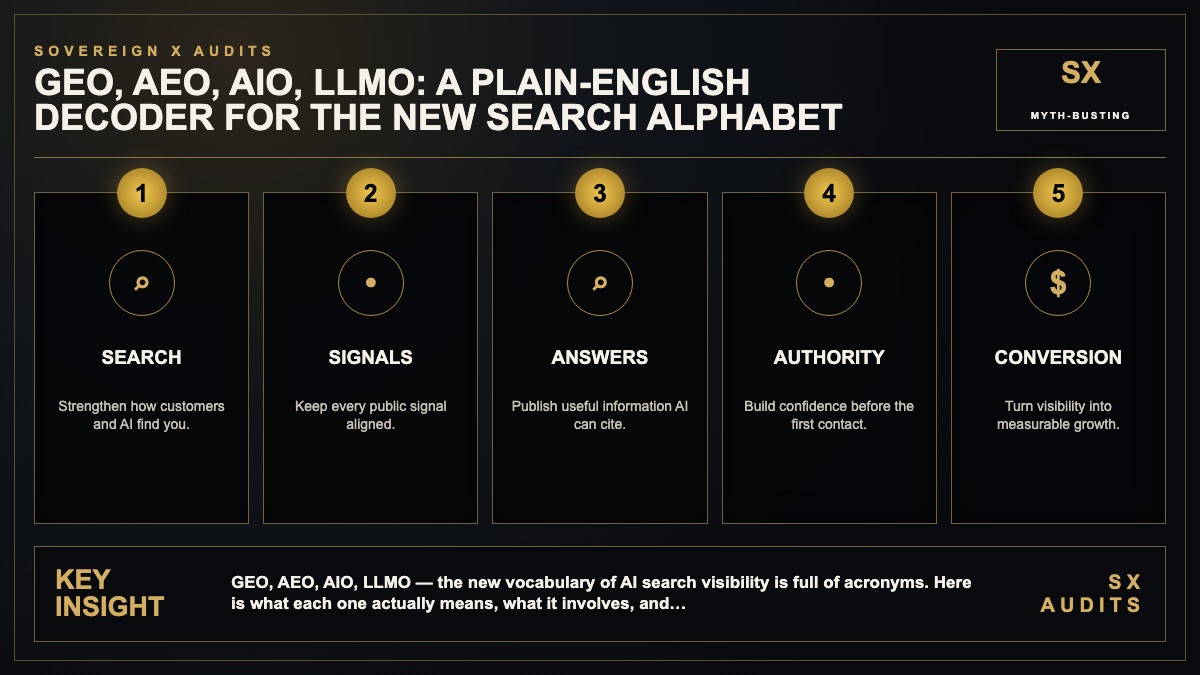 GEO, AEO, AIO, LLMO Infographic