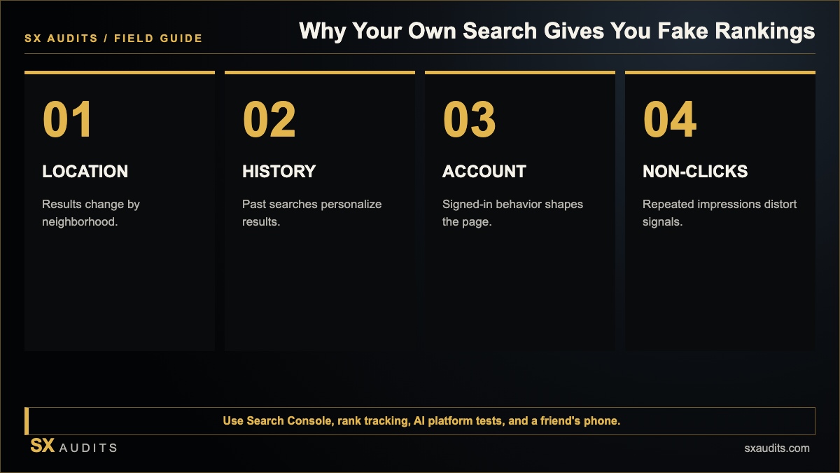 Stop Googling Your Own Business to Check Your Rankings Infographic