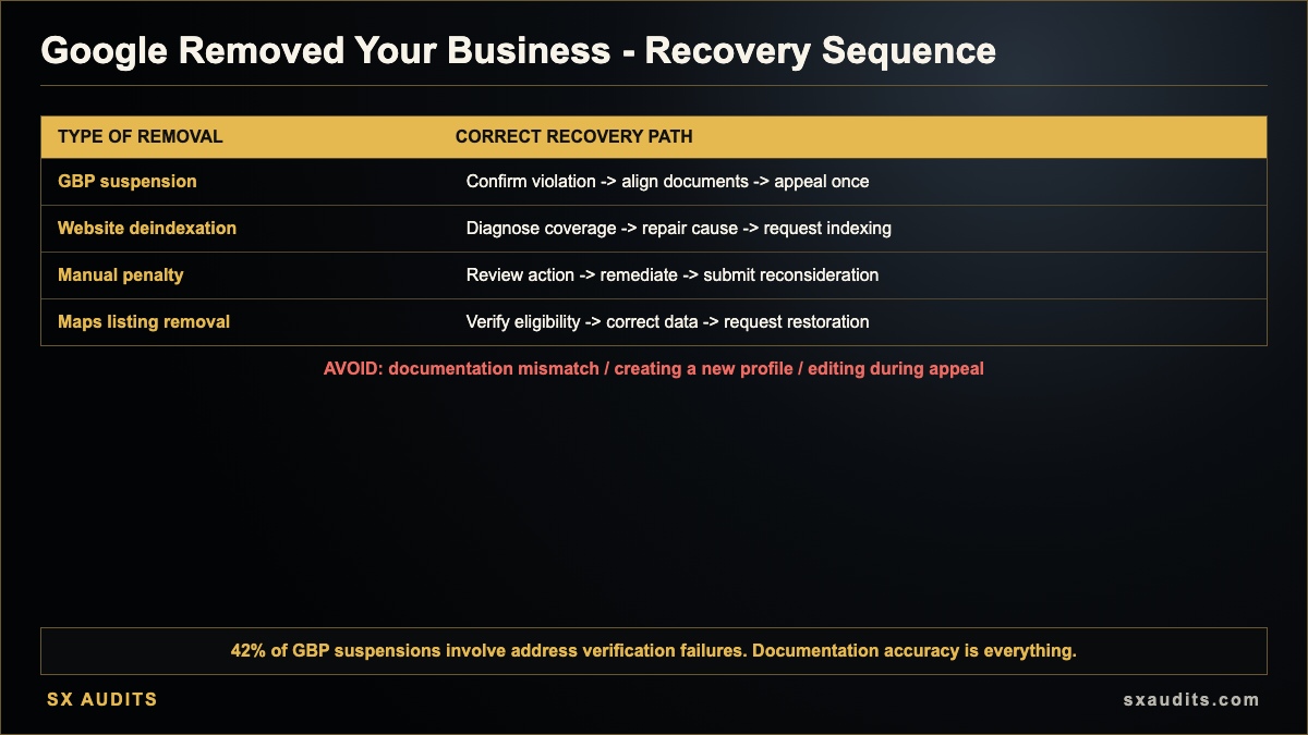 What to Do When Google Removes Your Business from Search Infographic